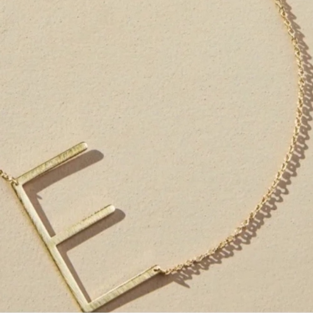 Anthropologie Gold Initial 'E' Necklace - Picture 2 of 7